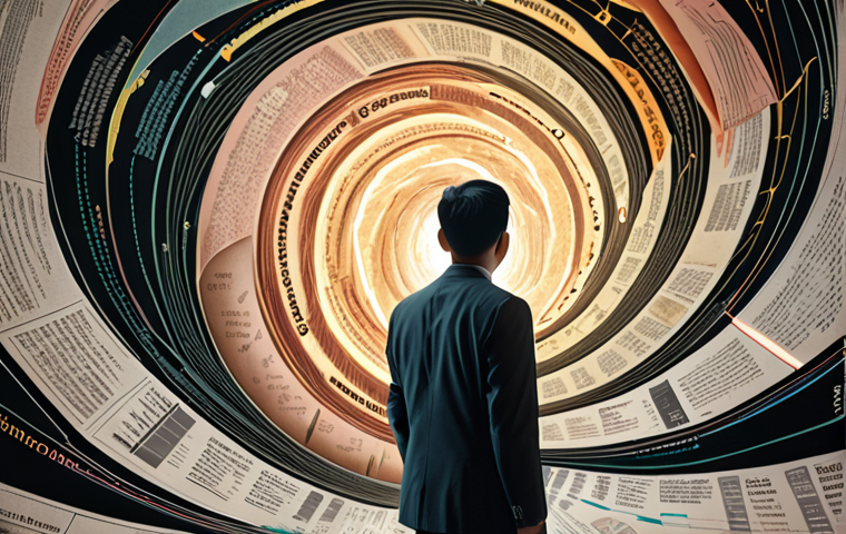 A person with subtle Malaysian features looks overwhelmed and confused by a swirling vortex of abstract financial documents, complex charts, and jargon, representing ever-changing regulations. Gradually, the scene transitions to a clear, illuminated pathway, with a professional financial advisor (with subtle Malaysian features) extending a guiding hand, symbolizing clarity, trust, and future financial stability. The overall aesthetic shifts from chaotic, dark tones to bright, reassuring light. Professional photography style, wide shot.