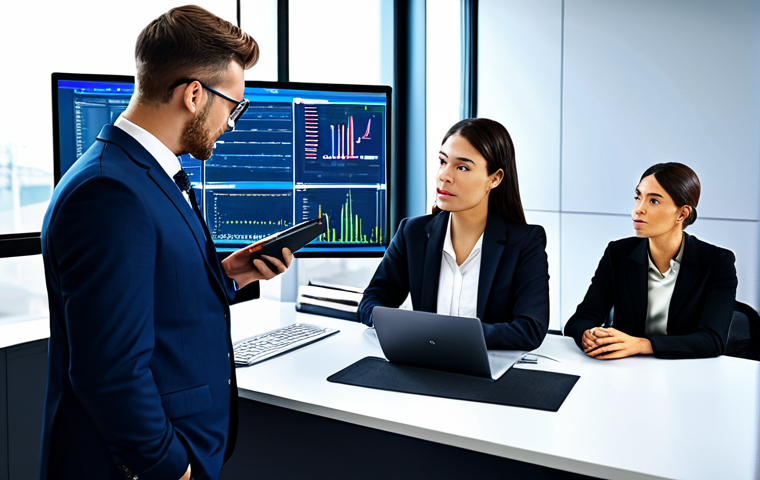 펀드투자상담사와 투자 성공 사례 연구 - "Encik Rahman, a young professional in appropriate attire, using an online investment platform on hi...