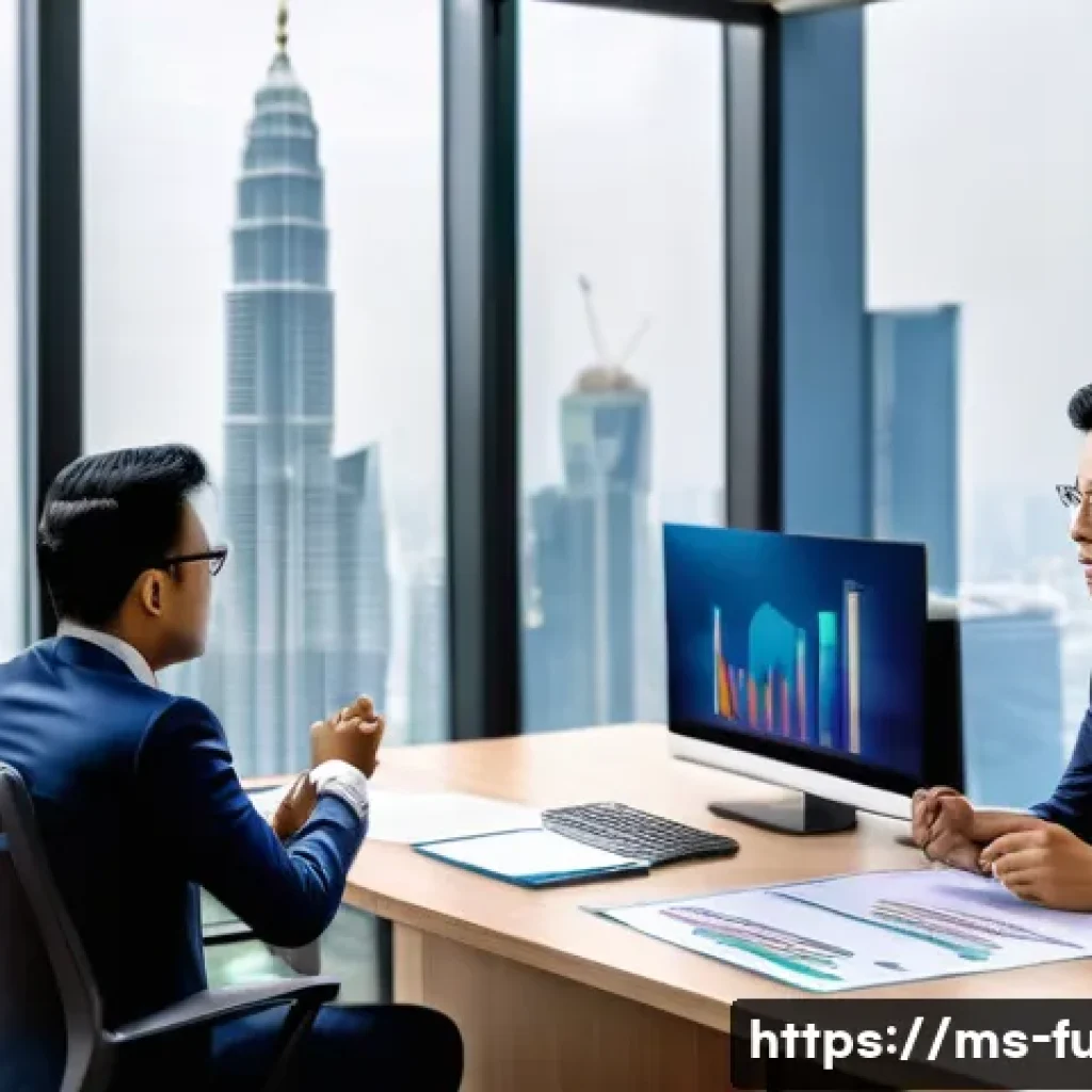 펀드투자상담사와 자격증 보유 혜택 - A professional Malaysian investment advisor in a modern office setting, dressed in formal business a...