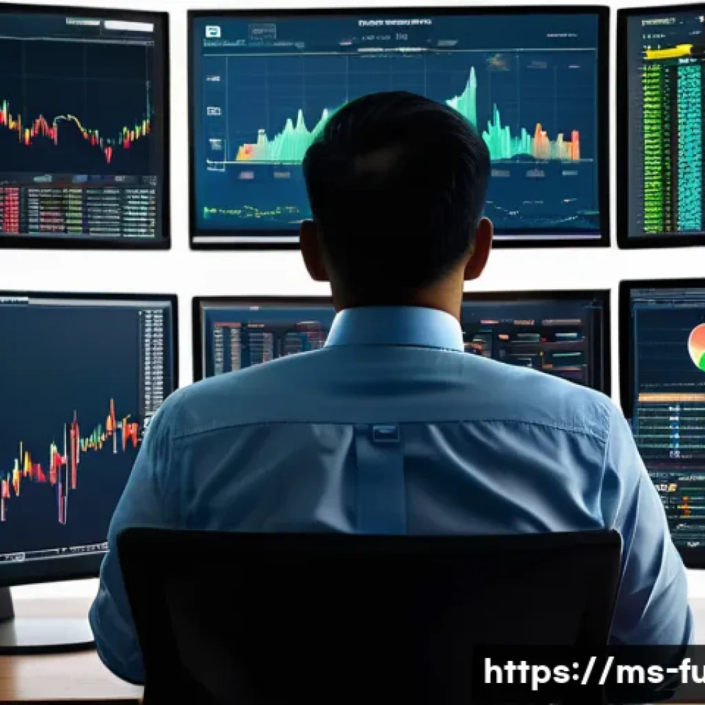 펀드투자상담사로서 금융 시장 분석법 - A professional Malaysian financial advisor in a modern office setting, analyzing multiple colorful c...