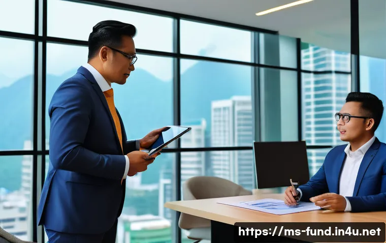 펀드투자상담사와 관련된 정책 변화 - A professional Malaysian investment advisor conducting a digital consultation with a middle-aged Mal...