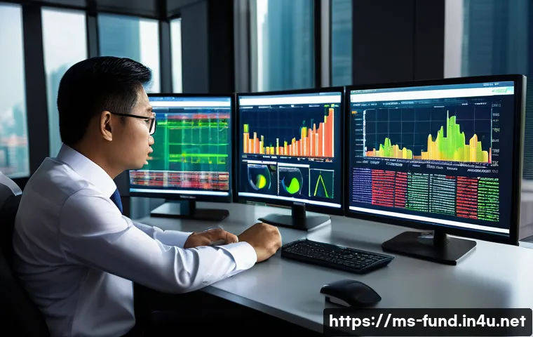 펀드투자상담사로서 직무에서 배우는 기술 - A professional Malaysian investment consultant in a modern office setting, analyzing diverse financi...