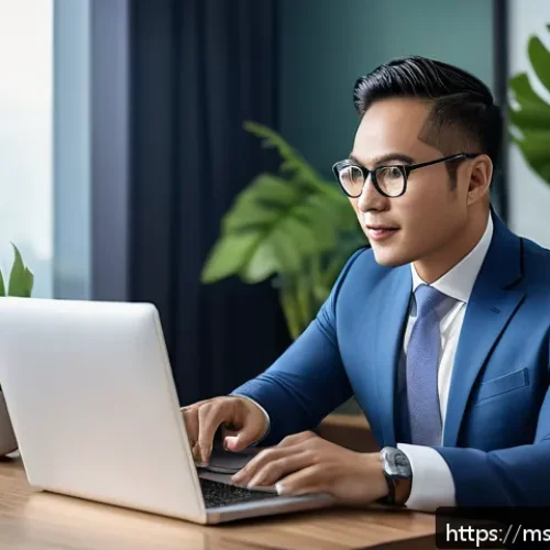 Home 17 펀드투자상담사 직업 만족도 인터뷰 - A professional Malaysian financial advisor in a modern office setting, dressed in smart business att...