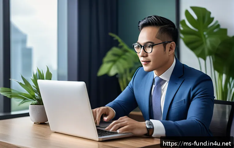 펀드투자상담사 직업 만족도 인터뷰 - A professional Malaysian financial advisor in a modern office setting, dressed in smart business att...