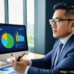 Home 20 펀드투자상담사 직업 전망 - A professional Malaysian investment consultant in a modern office setting, dressed in smart business...