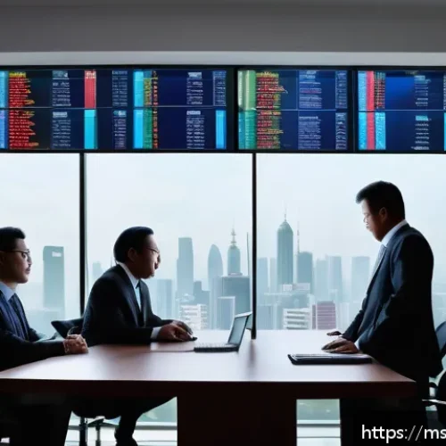 Home 30 펀드투자상담사 이직 시 유리한 기업 - A modern Malaysian investment office scene with diverse financial advisors analyzing real-time stock...